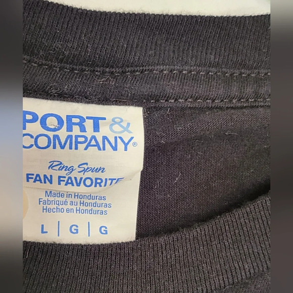 Port & Company Ring Spun 100% Cotton Black Long Sleeve RBG Crewneck Tee, Size L - Picture 3 of 6